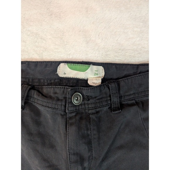 Anthropologie Cropped Pants Button‎ Accent Casual Trousers Black Size 26 - Picture 6 of 13